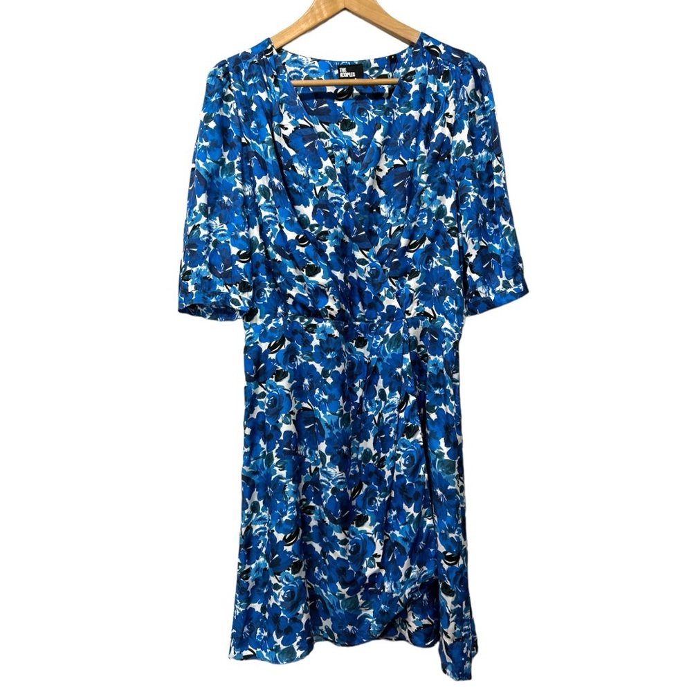 The Kooples Smooth Flowers Blue Floral Print Wrap Dress Boho French Girl Chic M4 - Picture 11 of 14